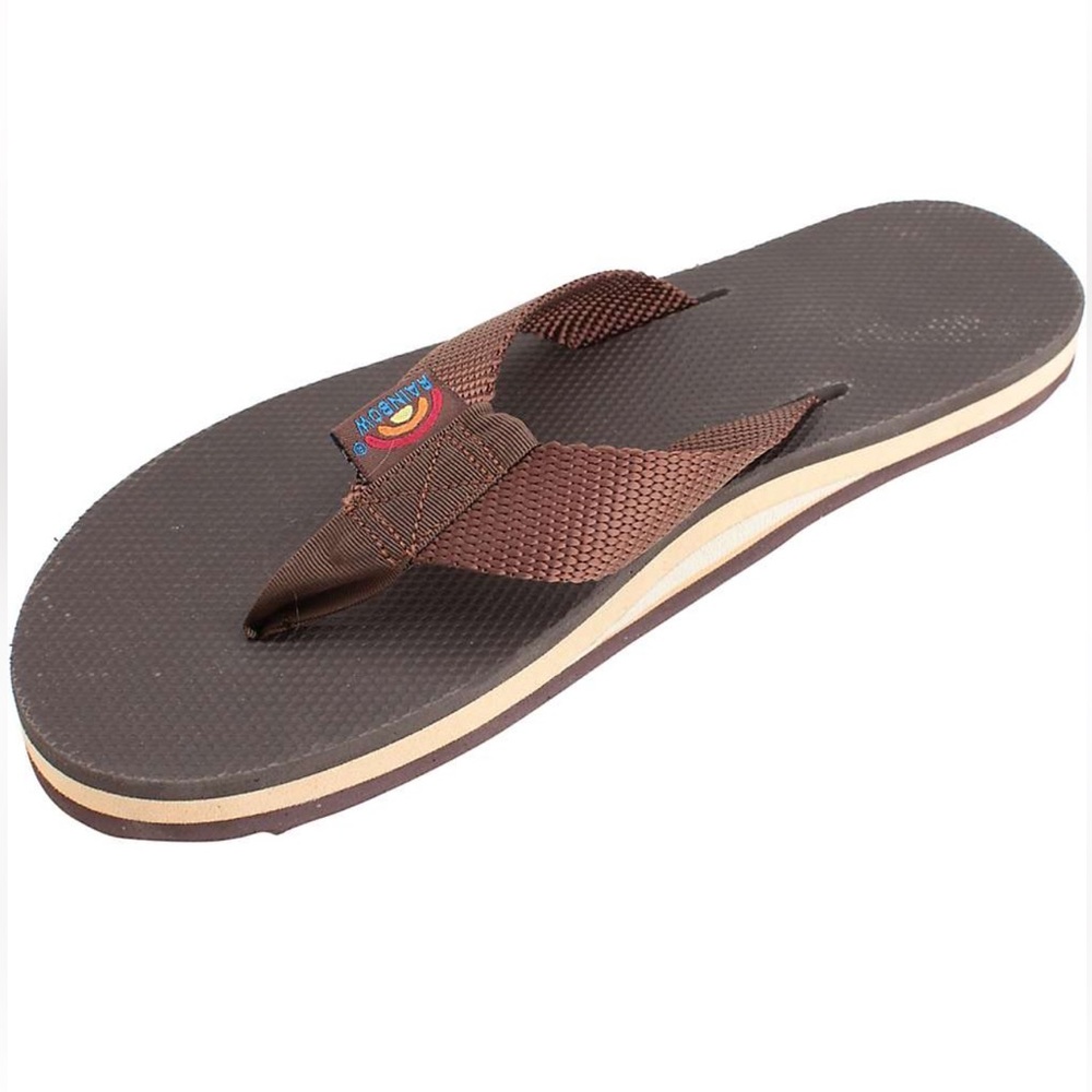 RAINBOW The Classic Rubber Woman’s Water Sandal. Size Small. Brown and Tan.